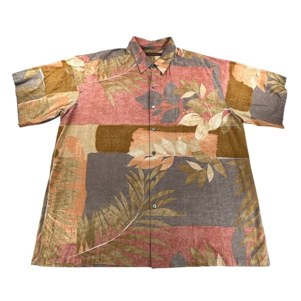 Tori Richard Hawaiian Camp Shirt 2XL Mens Cotton Lawn Tropical Leaf Resort Beach